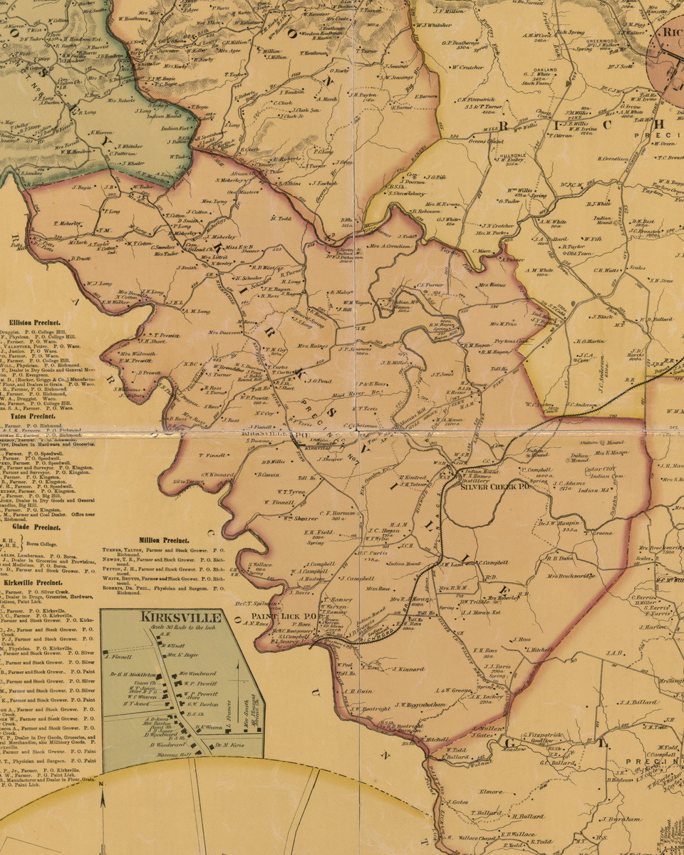 1876 Map of Madison County Kentucky Richmond