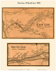 East Lee and South Lee Villages, Massachusetts 1858 Old Town Map Custom Print - Berkshire Co.