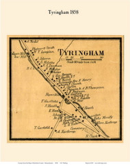 Tyringham Village, Massachusetts 1858 Old Town Map Custom Print - Berkshire Co.