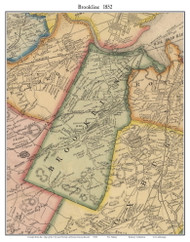 Brookline, Massachusetts 1852 Old Town Map Custom Print - Boston Vicinity