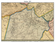 Dedham, Massachusetts 1852 Old Town Map Custom Print - Boston Vicinity