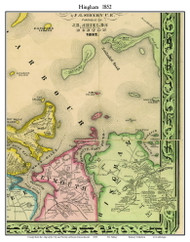 Hingham, Massachusetts 1852 Old Town Map Custom Print - Boston Vicinity