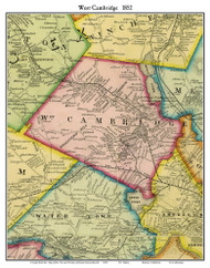 West Chambridge, Massachusetts 1852 Old Town Map Custom Print - Boston Vicinity