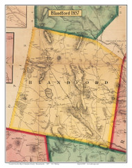 Blandford, Massachusetts 1857 Old Town Map Custom Print - Hampden Co.