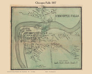 Chicopee Falls Village, Massachusetts 1857 Old Town Map Custom Print - Hampden Co.