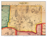 Ludlow, Massachusetts 1857 Old Town Map Custom Print - Hampden Co.