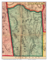 Monson, Massachusetts 1857 Old Town Map Custom Print - Hampden Co.