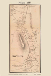 Monson Village, Massachusetts 1857 Old Town Map Custom Print - Hampden Co.
