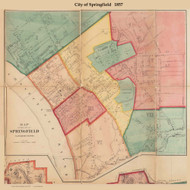 Springfield Village, Massachusetts 1857 Old Town Map Custom Print - Hampden Co.
