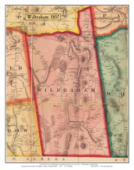 Wilbraham, Massachusetts 1857 Old Town Map Custom Print - Hampden Co.