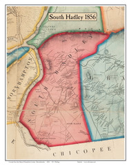 South Hadley, Massachusetts 1856 Old Town Map Custom Print - Hampshire Co.