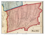 Ware, Massachusetts 1856 Old Town Map Custom Print - Hampshire Co.