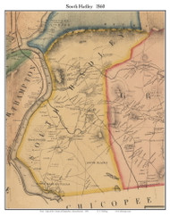 South Hadley, Massachusetts 1860 Old Town Map Custom Print - Hampshire Co.