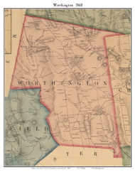 Worthington, Massachusetts 1860 Old Town Map Custom Print - Hampshire Co.