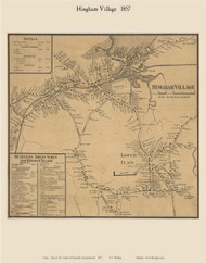 Hingham Village, Massachusetts 1857 Old Town Map Custom Print - Plymouth Co.