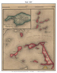 Hull, Massachusetts 1857 Old Town Map Custom Print - Plymouth Co.