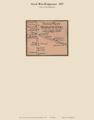 North West Bridgewater Village, Massachusetts 1857 Old Town Map Custom Print - Plymouth Co.