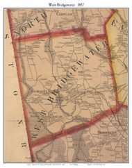 West Bridgewater, Massachusetts 1857 Old Town Map Custom Print - Plymouth Co.