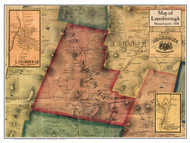 Lanesborough Poster Map, 1858 Berkshire Co. MA