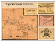 Williamstown Village Poster Map, 1858 Berkshire Co. MA
