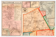 Attleboro Poster Map, 1858 Bristol Co. MA