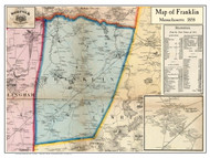 Franklin Poster Map, 1858 Norfolk Co. MA