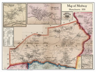 Medway Poster Map, 1858 Norfolk Co. MA