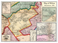 Milton Poster Map, 1858 Norfolk Co. MA