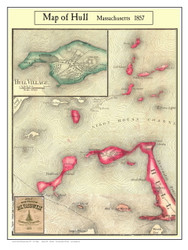 Hull Poster Map, 1857 Plymouth Co. MA
