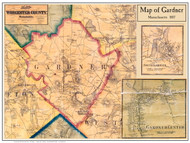 Gardner Poster Map, 1857 Worcester Co. MA