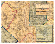 Westminster Poster Map, 1857 Worcester Co. MA