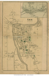 Lee Village & South Lee, Massachusetts 1876 Old Town Map Reprint - Berkshire Co.