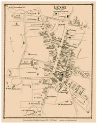 Lenox Village, Massachusetts 1876 Old Town Map Reprint - Berkshire Co.