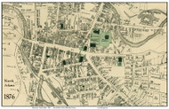 Downtown North Adams, Massachusetts 1876 Old Town Map Reprint - Berkshire Co.