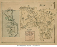 Otis, Otis Center & East Otis, Massachusetts 1876 Old Town Map Reprint - Berkshire Co.