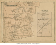 Richmond & Richmond Village, Massachusetts 1876 Old Town Map Reprint - Berkshire Co.