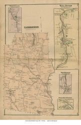 Sandisfield, Montville, New Boston, West New Boston & Mill River, Massachusetts 1876 Old Town Map Reprint - Berkshire Co.