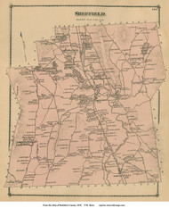 Sheffield, Massachusetts 1876 Old Town Map Reprint - Berkshire Co.