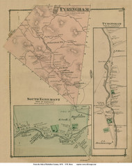 Tyringham, Tyringham Village & South Egremont, Massachusetts 1876 Old Town Map Reprint - Berkshire Co.