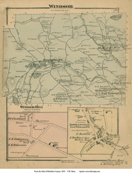 Windsor, Windsor Hill & Jordanville, Massachusetts 1876 Old Town Map Reprint - Berkshire Co.