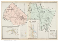 Monterey & Otis Towns, Monterey, Otis Center & East Otis Villages, Massachusetts 1904 Old Town Map Reprint - Berkshire Co.