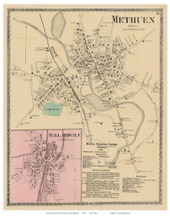 Methuen Village, Ballardsvale, Massachusetts 1872 Old Town Map Reprint - Essex Co.