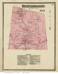 Bernardston, Massachusetts 1871 Old Town Map Reprint - Franklin Co.