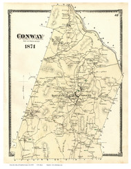 Conway, Massachusetts 1871 Old Town Map Reprint - Franklin Co.