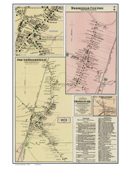 Deerfield Centre, South Deerfield & Cheapside, Massachusetts 1871 Old Town Map Reprint - Franklin Co.