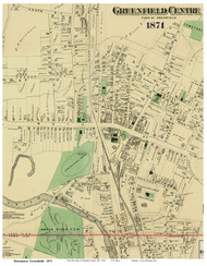 Greenfield Centre, Massachusetts 1871 Old Town Map Reprint - Franklin Co.