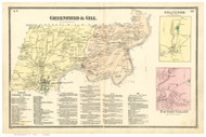 Greenfield and Gill, Massachusetts 1871 Old Town Map Reprint - Franklin Co.