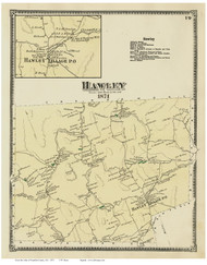 Hawley & Hawley Village, Massachusetts 1871 Old Town Map Reprint - Franklin Co.