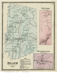 Heath, Heath Centre & Rowe Centre, Massachusetts 1871 Old Town Map Reprint - Franklin Co.