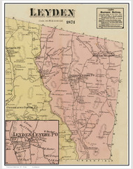 Leyden, Massachusetts 1871 Old Town Map Reprint - Franklin Co.
